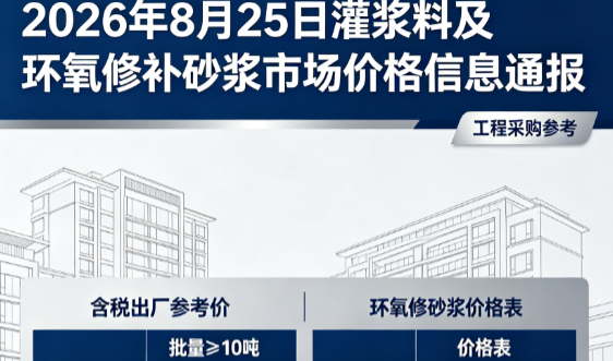 郴州2026年8月25日灌浆料及环氧修补砂浆市场价格信息通报